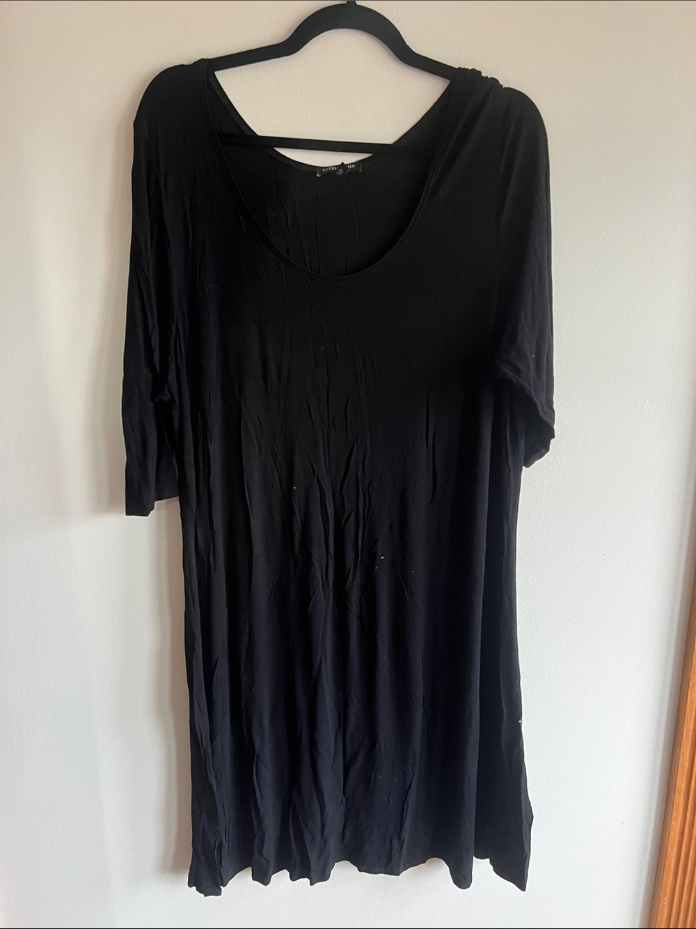 Eileen Fisher Black Scoop-Neck Tunic with Back Strap Detail